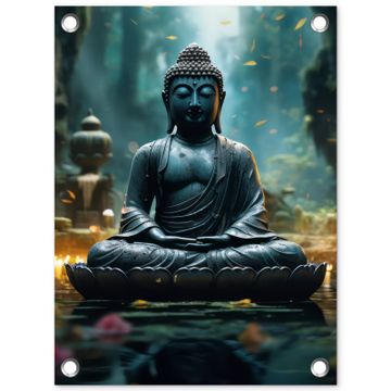 Boeddha in een mystieke tuin