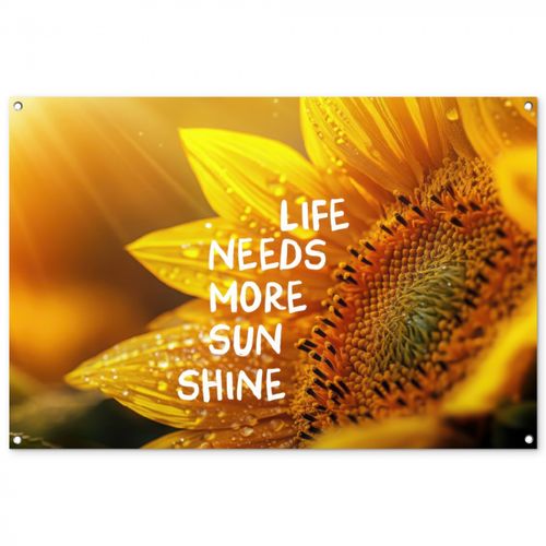 Tuinposter - Zonnebloem - Close up - Geel - Quote