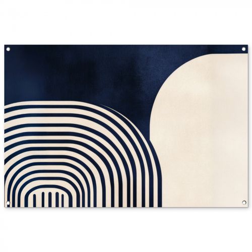 Tuinposter - Donkerblauw - Abstract - Lijnen
