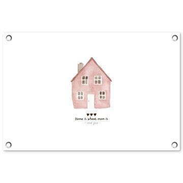 Tuinposter - Huisje - Roze - Quote - Moeder
