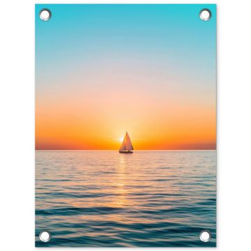 Tuinposter - Zee - Zeilboot - Zonsondergang