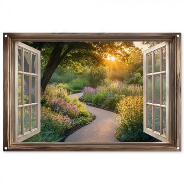 Doorkijk - Bloemen - Natuur - Zon - Pad