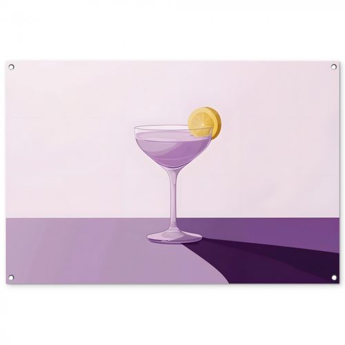 Tuinposter - Cocktail - Paars - Minimalistisch - Citroen