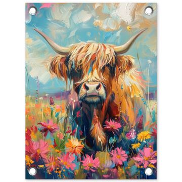 Schotse hooglander - Natuur - Kleurrijk - Bloemen