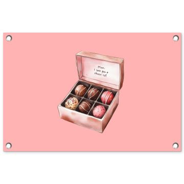 Tuinposter - Doosje - Bonbons - Liefdevolle - Tekst