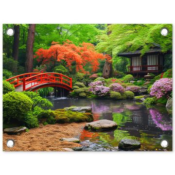 Tuinposter - Kleurrijke Japanse Tuin