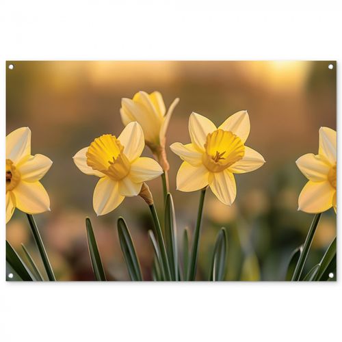 Tuinposter - Bloemen - Geel - Wazig