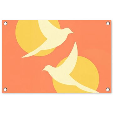 Tuinposter - Vogels - Cirkels - Geel
