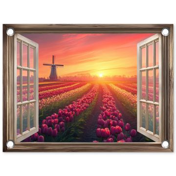 Doorkijk - Tulpen - Zonsondergang - Bloemen - Kleurrijk