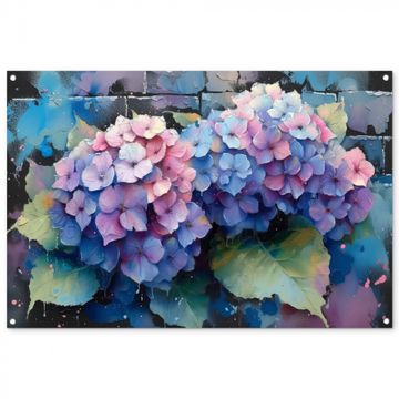 Tuinposter - Hortensia's in Pastelkleuren