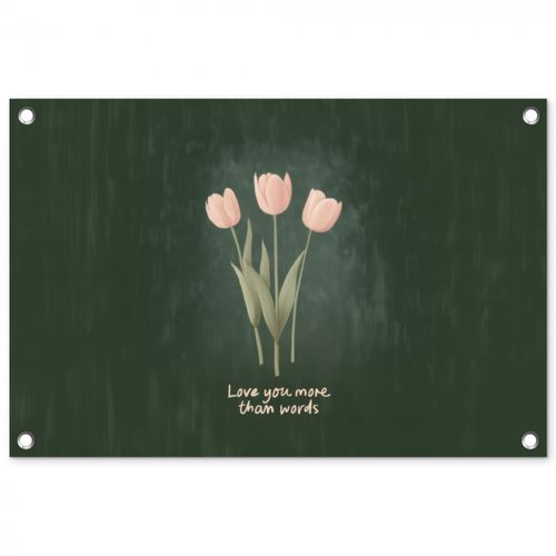 Tuinposter - Tulpen - Roze - Tekst - Love