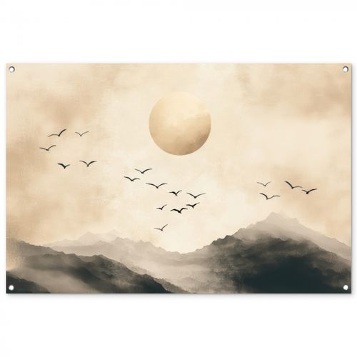 Tuinposter - Landschap - Japandi - vogel
