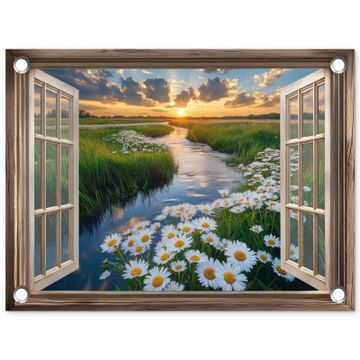 Doorkijk - Landschap - Raam - Water - Zonsondergang