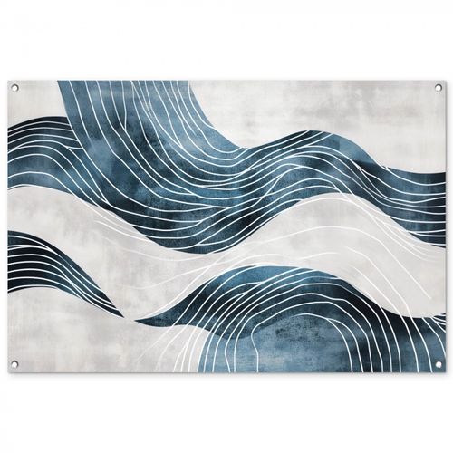 Tuinposter - Lijnen - Golven - Abstract - Blauw