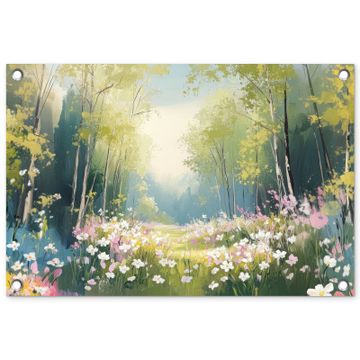 Tuinposter - Bos - Schilderstijl - Kleurrijk