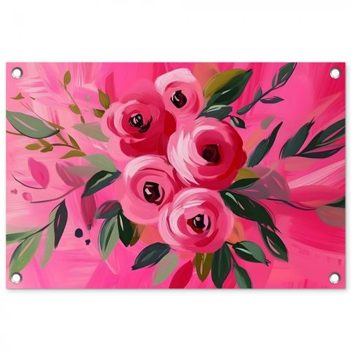Tuinposter - Bloemen - Verf - Roze
