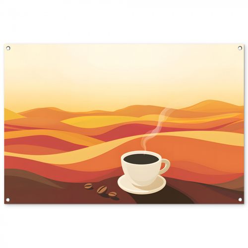 Tuinposter - Koffie - Landschap - Oranje - Koffiebonen