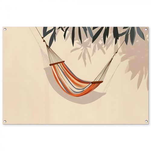 Tuinposter - Hangmat - Kleurrijk - Bladeren - Schaduw