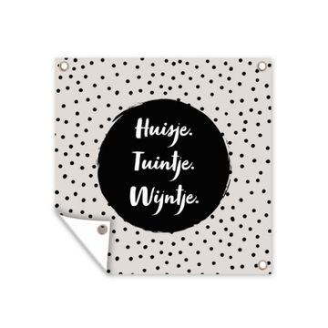 Tuinposter - Huisje. Tuintje. Wijntje - Quotes - Tekst - Wijn - Tuin