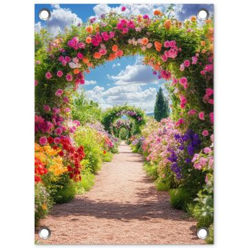 Tuinposter - Doorkijk - Bloemen - Kleurrijk - Natuur