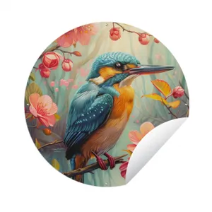 Tuinposter - IJsvogel - Bloesem - Natuur - Vogels - Bloemen