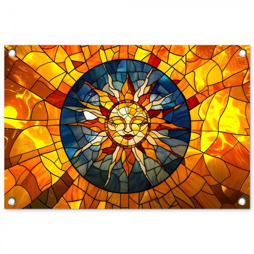 Tuinposter - Mozaïek - Zon - Geel - Cirkel