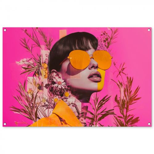 Tuinposter - Zonnebril - Oranje - Vrouw - Planten