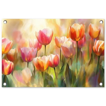 Tuinposter - Tulpen - Sprookjesachtig - Kleurrijk