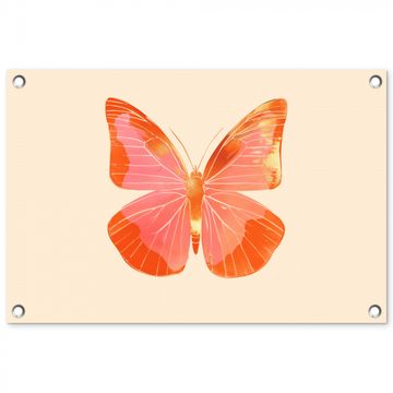 Tuinposter - Vlinder - Minimalistisch - Roze