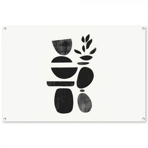 Tuinposter - Japandi - Zwart - Abstract