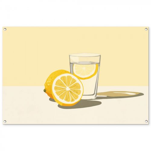 Tuinposter - Glas - Citroenschijfjes - Geel