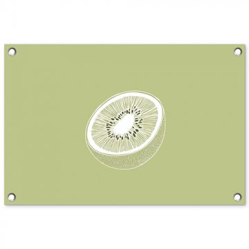 Tuinposter - Kiwi - Lijntekening - Minimalistisch - Groen