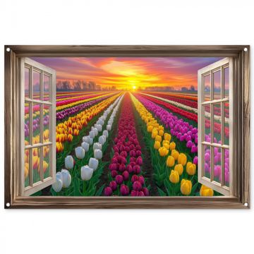 Doorkijk - Bloemen - Tulpen - Kleurrijk - Zonsondergang