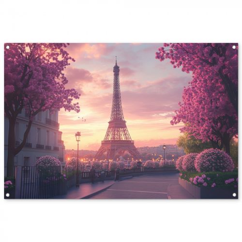 Tuinposter - Eiffeltoren - Parijs - Roze