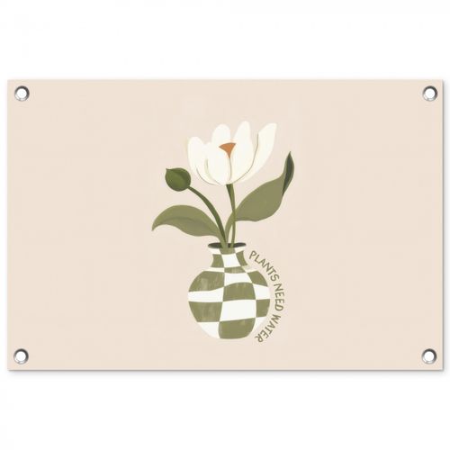 Tuinposter - Bloem - Wit - Vaas - Quote