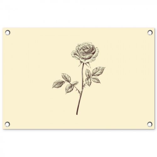 Tuinposter - Illustratie - Zwart - Roos