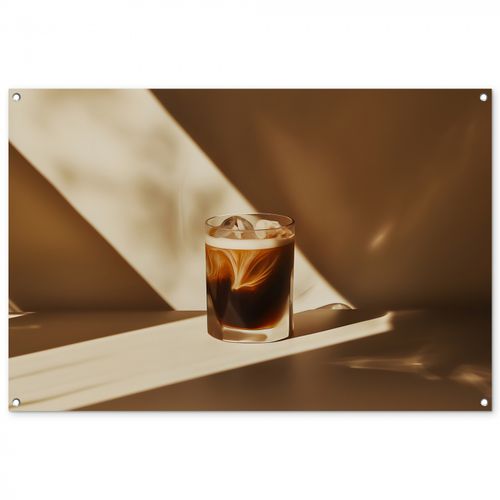 Tuinposter - Glas - Ijskoffie - Schaduw - Bruin