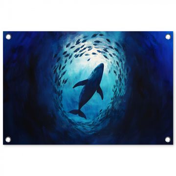 Tuinposter - Walvis - Vissen - Donkerblauw