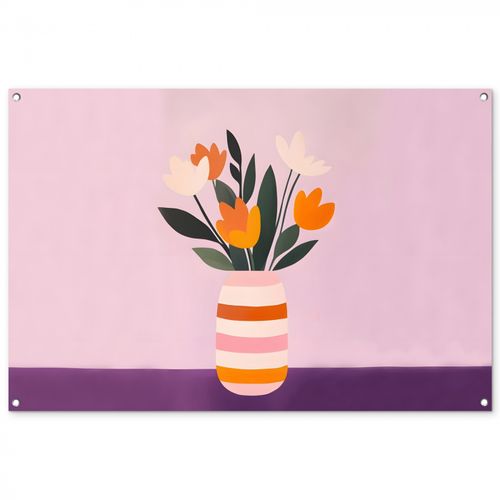 Tuinposter - Tulpen - Vaas - Strepen - Paars