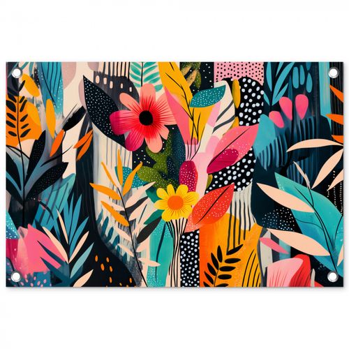 Tuinposter - Schilderij - Abstract - Bloemen - Roze