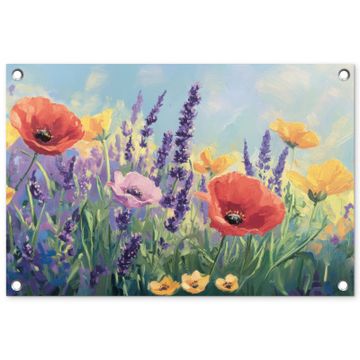 Tuinposter - Weide - Bloemen - Kleurrijk