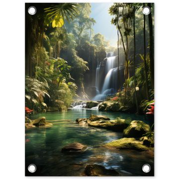Tuinposter - Verborgen Waterval in de Tropen