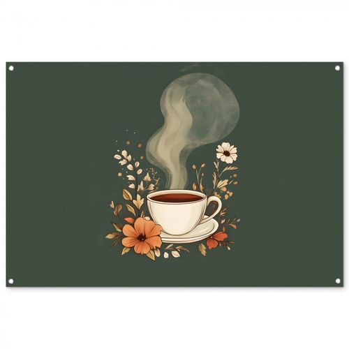 Tuinposter - Kop - Bloemen - Groen - Koffie