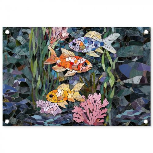 Tuinposter - Vissen - Koraal - Zee - Mozaïek
