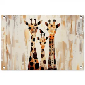 Tuinposter - Giraffen - Cartoon - Crème