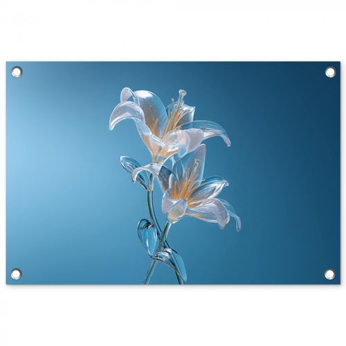 Tuinposter - Lelies - Blauw - Glazen
