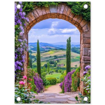Tuinposter - Doorkijk - Toscane - Landschap - Poort