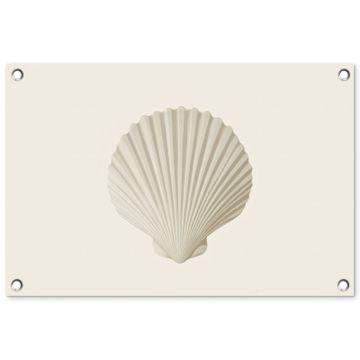 Tuinposter - Schelp - Minimalistisch - Wit