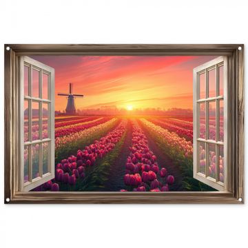 Doorkijk - Tulpen - Zonsondergang - Bloemen - Kleurrijk