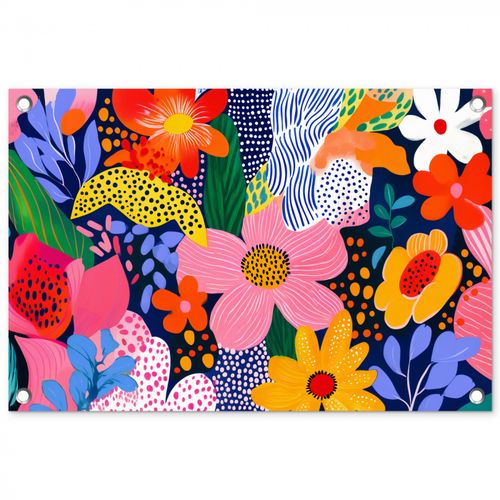 Tuinposter - Kleurrijk - Bloemen - Abstract - Stippen